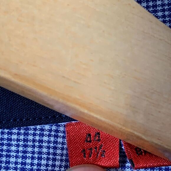 Hugo Boss Shirt Mens 17.5 Slim Fit Blue Easy Iron Dress Shirt Flip Cuff Koey NEW - Picture 4 of 13